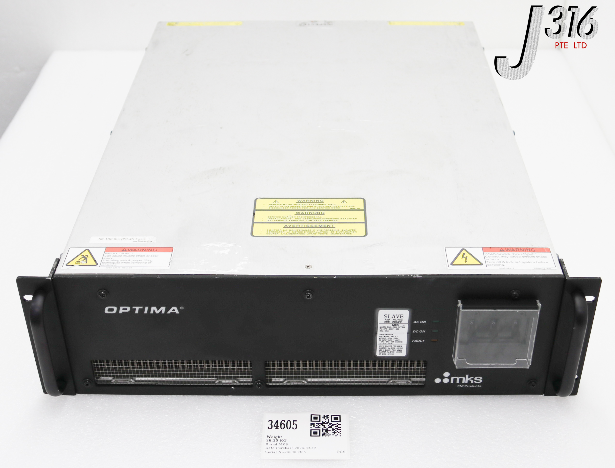 34605 MKS DC PLASMA GEN, SLAVE, 10KW, P/N: OPT-200Z-S00 DCG-200Z